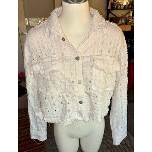 Le Lis Collection White Long-slv Crop Light Jacket, Sz M